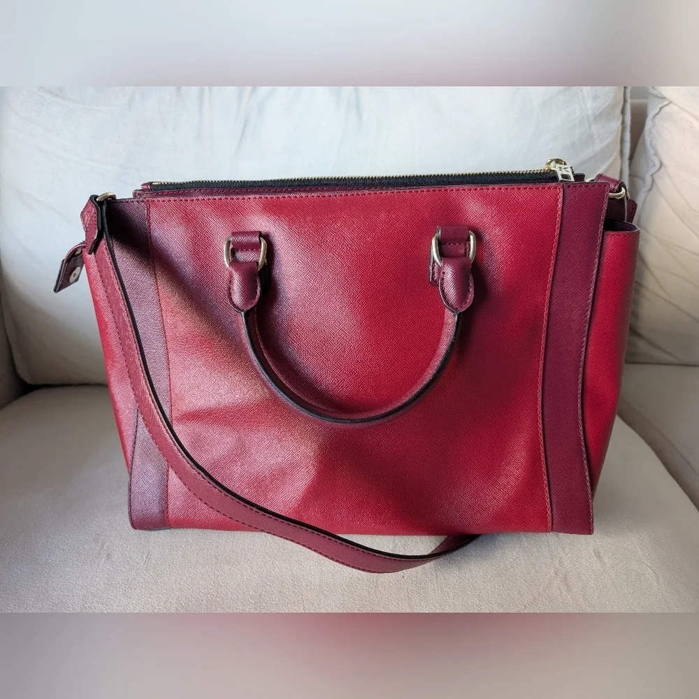 Karl Lagerfeld Saffiano Leather Satchel, Burgundy